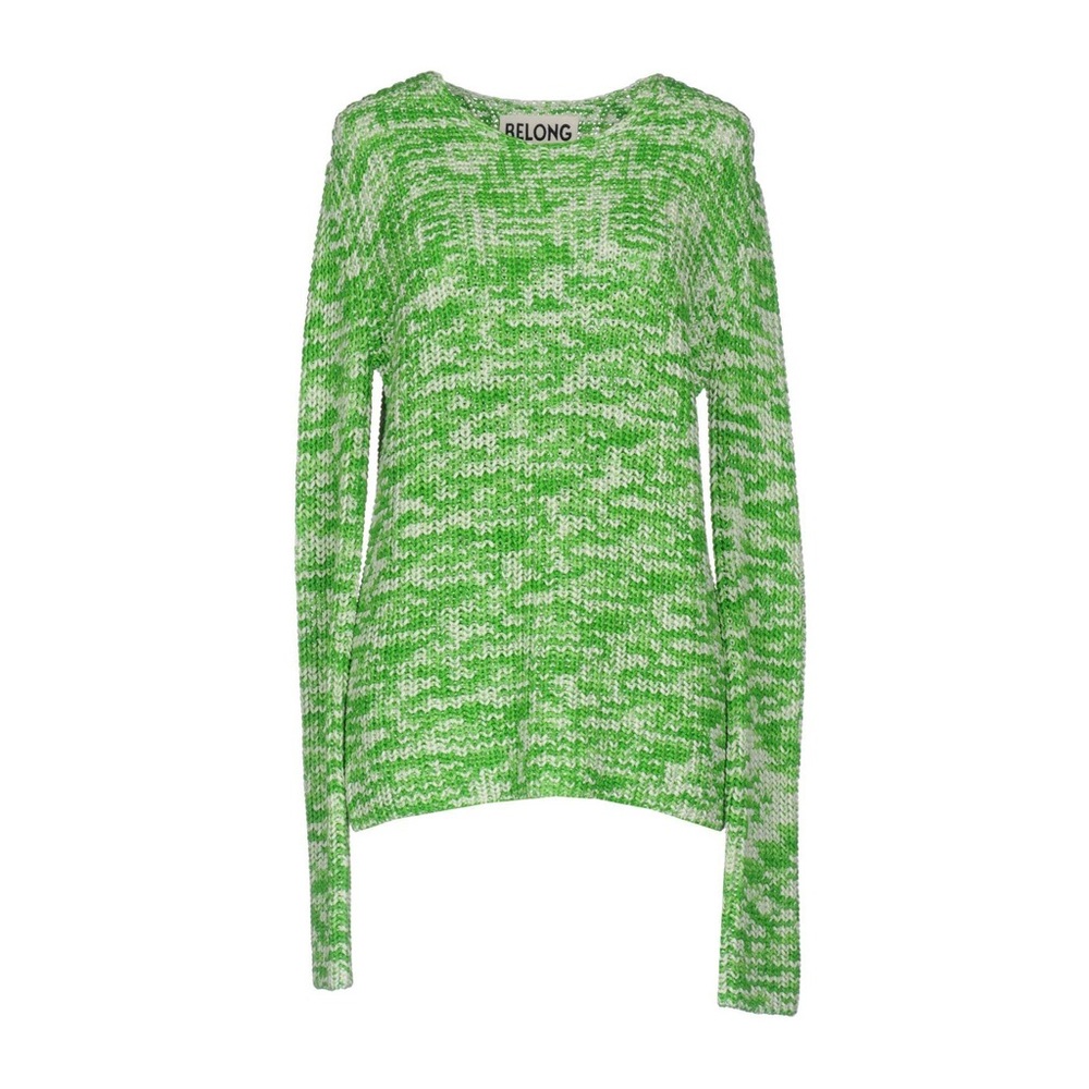 Celine green and white cable knit pullover sweater